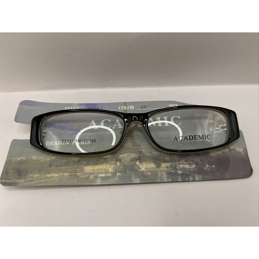 Academic Eyeglasses P2011 C8 Designer Demo Lens Black 50-15-135